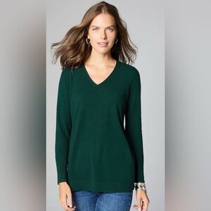 J.Jill forest green v-neck pullover sweater size 2X NWT